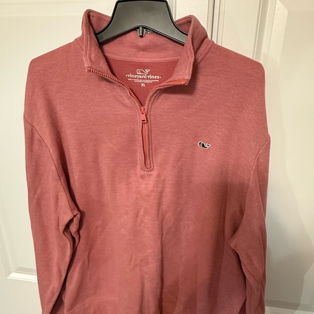 Vineyard Vines Men's Coral Zip-Up Sweater